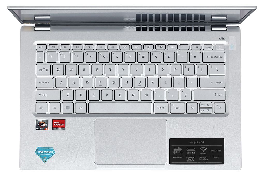Laptop Acer Swift Go 14 41 R251 - NX.KG3SV.005 (R5 7430U, 16GB, 1TB, Full HD, Win11) Màu Bạc