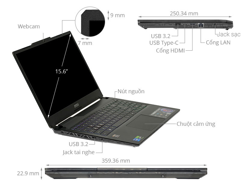 MSI Gaming Cyborg 15 A13VEK - 1423VN (i7 13620H, 16GB, 512GB, RTX 4050 6GB, Full HD 144Hz, Win11)