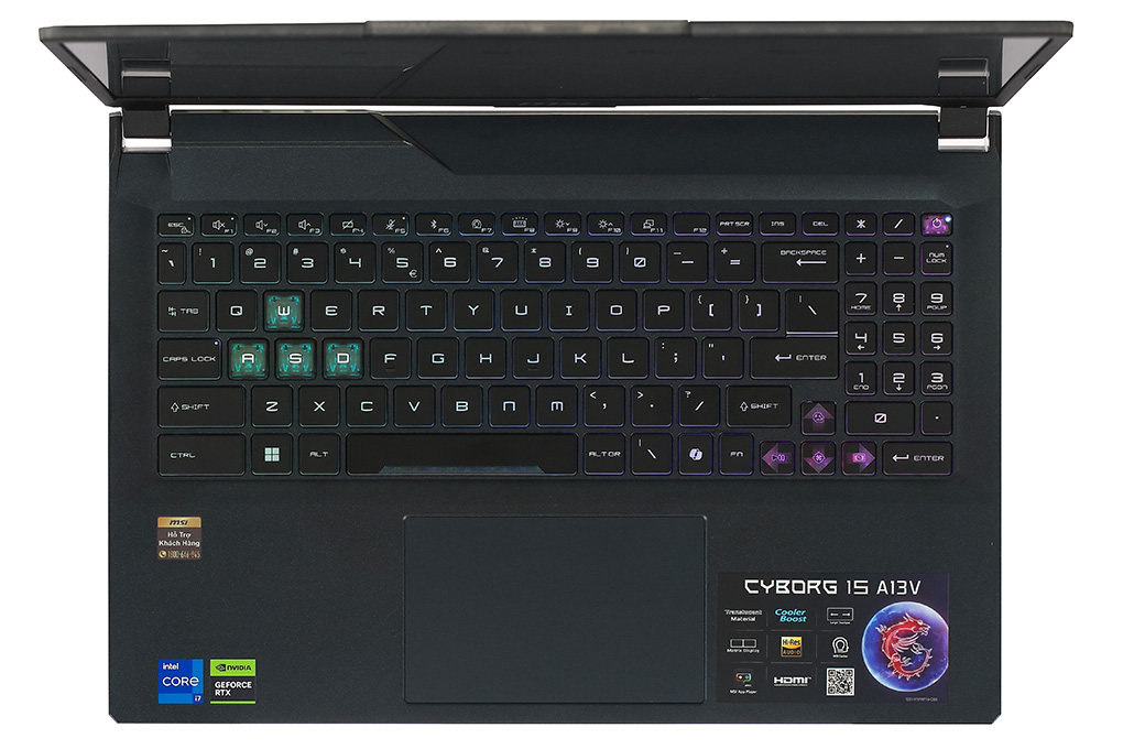 Laptop MSI Gaming Cyborg 15 A13VEK - 1423VN (i7 13620H, 16GB, 512GB, RTX 4050 6GB, Full HD 144Hz, Win11) Màu Đen