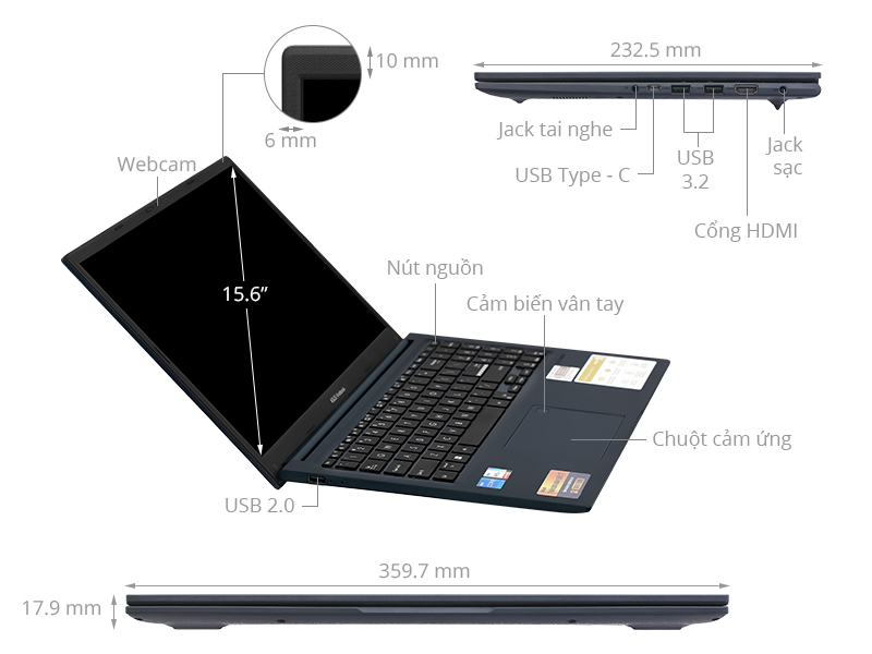 Asus Vivobook 15 X1504ZA - NJ1546W (i5 1235U, 16GB, 512GB, Full HD, Win11)