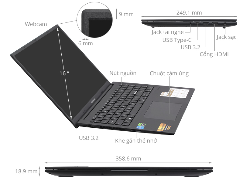 LAPTOP ASUS GAMING VIVOBOOK K3605ZC I5 12500H/16GB/SSD 512GB/VGA RTX 3050 4GB/LCD 16INCH WUXG 144HZ - BH 09/2026 Asus Gaming Vivobook K3605ZC - RP629W (i5 12500H, 16GB, 512GB, RTX 3050 4GB, WUXGA 144Hz, Win11)