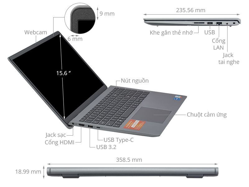 Dell Vostro 3530 - 80GG93 (i5 1335U, 16GB, 512GB, 15.6"F, 120Hz, OfficeHS, Win11)