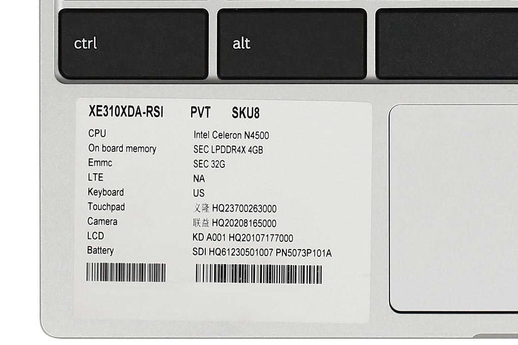 Laptop Samsung XE310XDA-KA1VN (N4500, 4GB, 32GB, HD, ChromeOS) Màu Bạc