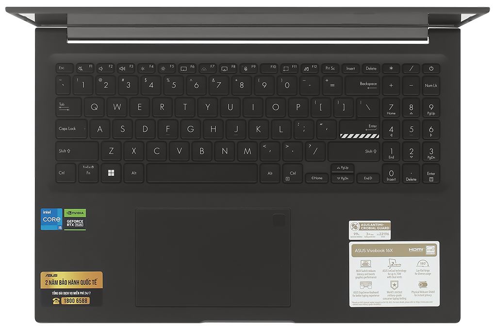 Laptop Asus Gaming Vivobook K3605ZU - RP296W (i5 12500H, 16GB, 512GB, RTX 4050 6GB, WUXGA 144Hz, Win11) Màu Đen