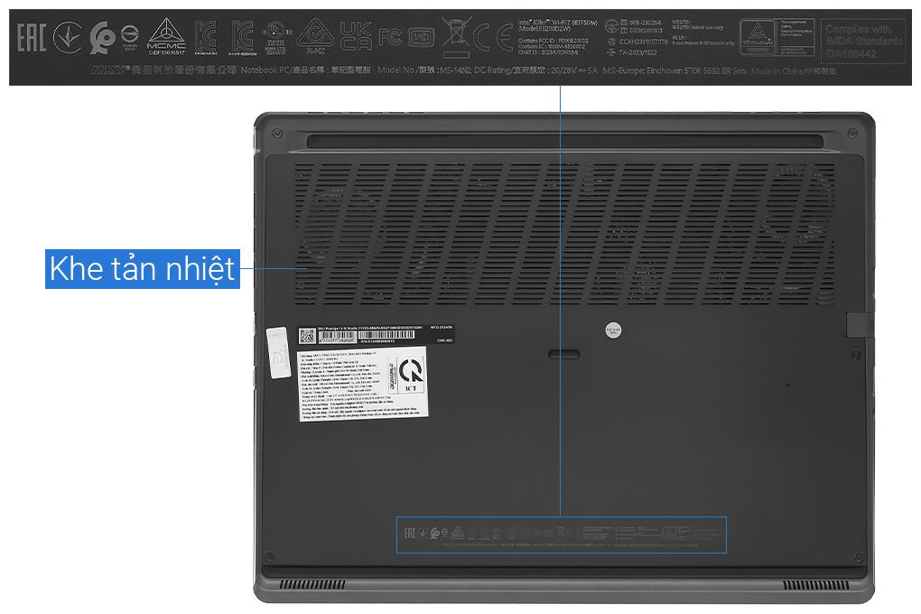 Laptop MSI Prestige 14 AI Studio C1VEG - 056VN (Ultra 7 155H, 32GB, 1TB, RTX 4050 6GB, 2.8K, Win11) Màu Xám