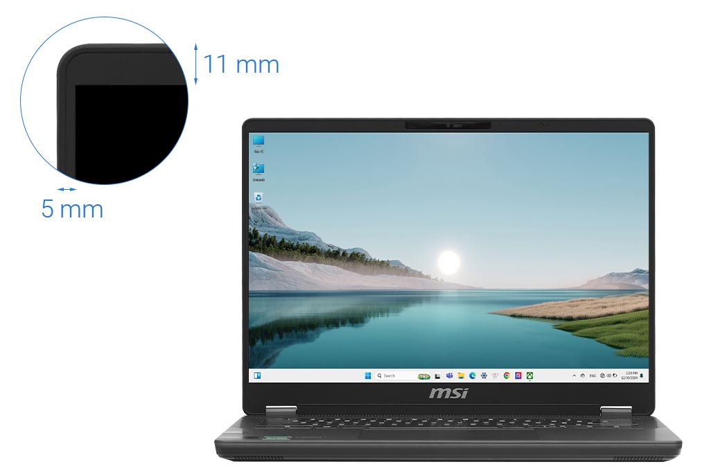 Laptop MSI Prestige 14 AI Studio C1VEG - 056VN (Ultra 7 155H, 32GB, 1TB, RTX 4050 6GB, 2.8K, Win11) Màu Xám