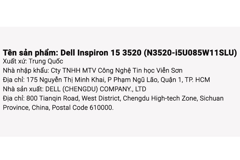 Laptop Dell Inspiron 15 3520 - N3520-i5U085W11SLU (i5 1235U, 8GB, 512GB, Full HD 120Hz, OfficeHS, Win11) - 7