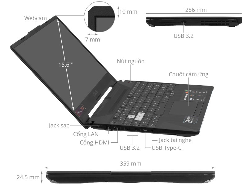 Asus TUF Gaming A15 FA506NCR - HN097W (R7 7435HS, 16GB, 512GB, RTX 3050 4GB, Full HD 144Hz, Win11)