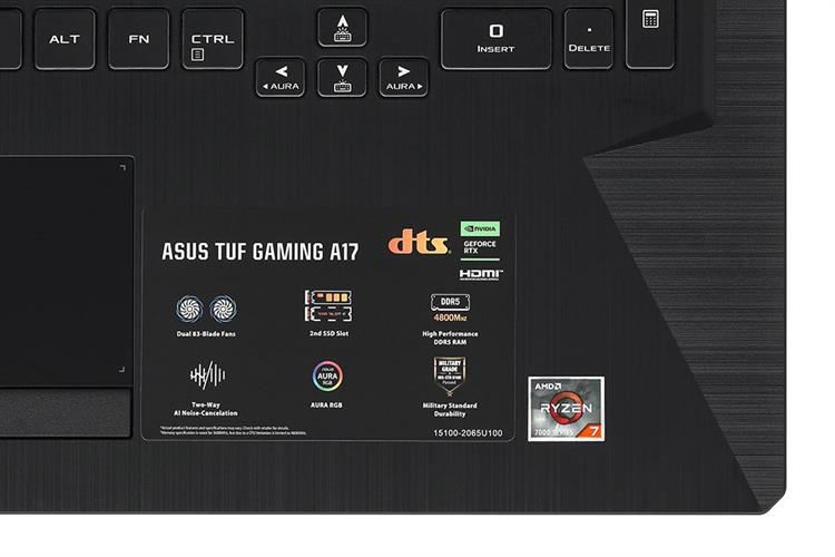 Laptop Asus TUF Gaming A17 FA706NFR - HX025W (R7 7435HS, 16GB, 512GB, RTX 2050 4GB, Full HD 144Hz, Win11) Màu Đen
