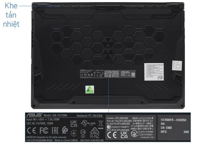 Laptop Asus TUF Gaming A17 FA706NFR - HX025W (R7 7435HS, 16GB, 512GB, RTX 2050 4GB, Full HD 144Hz, Win11) Màu Đen