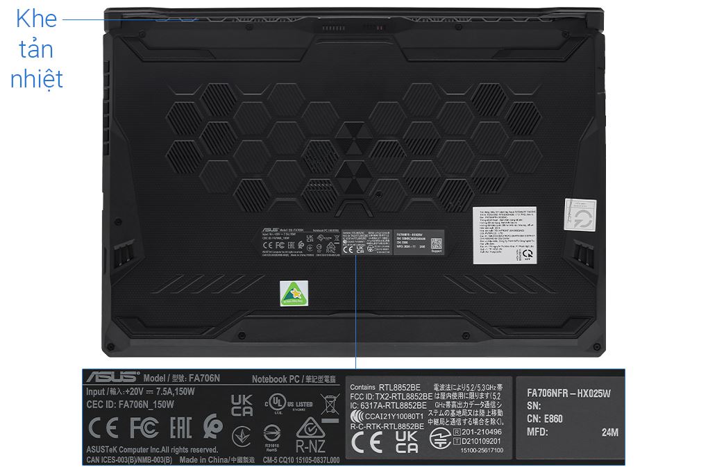 Laptop Asus TUF Gaming A17 FA706NFR - HX025W (R7 7435HS, 16GB, 512GB, RTX 2050 4GB, Full HD 144Hz, Win11) - 12