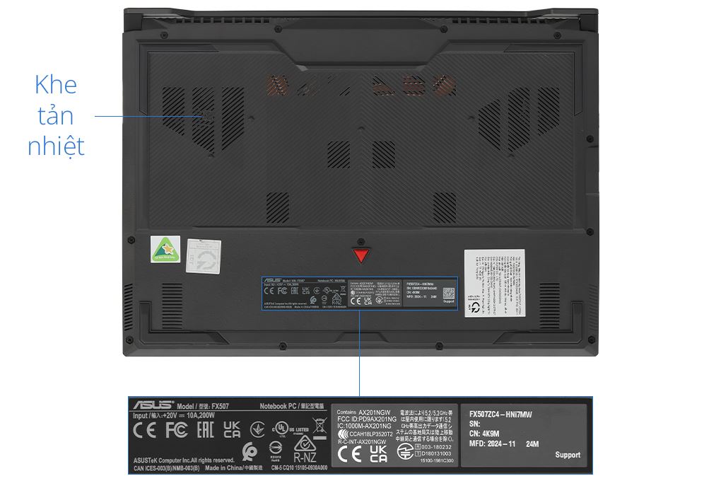 Laptop Asus TUF Gaming F15 FX507ZC4 - HNi7MW (i7 12700H, 16GB, 512GB, RTX 3050 4GB, Full HD 144Hz, Win11) - 15