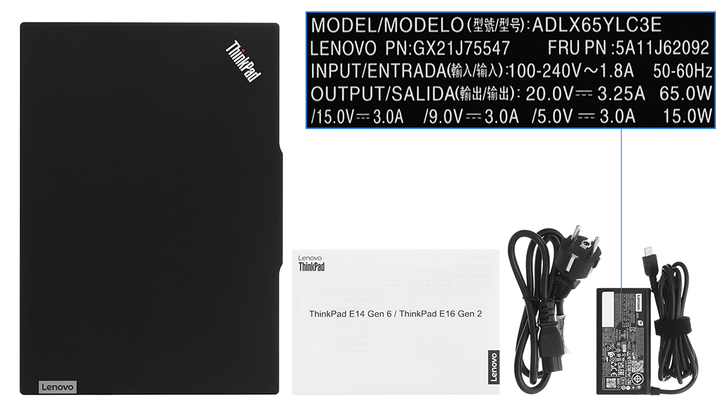 Bộ sản phẩm gồm: Sách hướng dẫn, Sạc Laptop Lenovo ( 65W USB-C ), Thùng máy