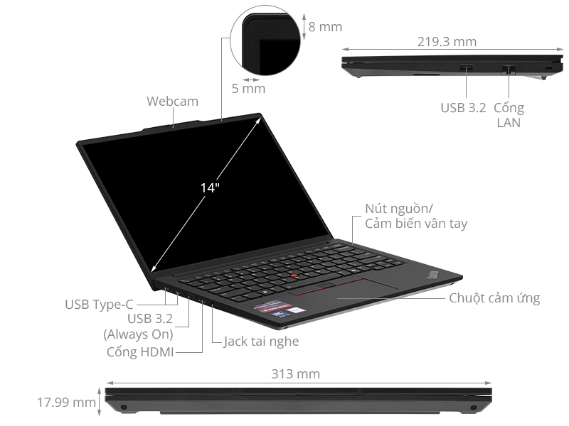 Lenovo ThinkPad E14 Gen 6 - 21M7004LVN (Ultra 5 125U, 32GB, 1TB, WUXGA, Win11)
