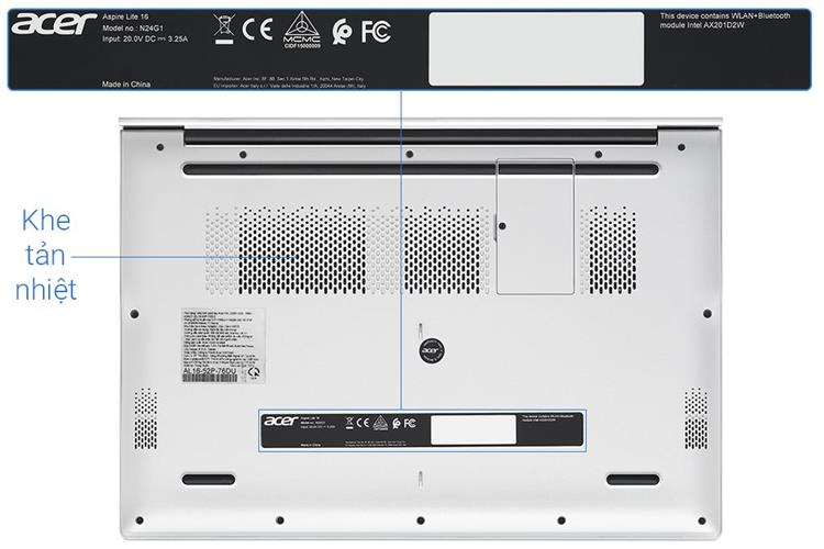 Laptop Acer Aspire Lite 16 G2 AL16 52P 76DU - NX.J2SSV.005 (i7 1355U, 16GB, 512GB, Full HD+, Win11) Màu Bạc