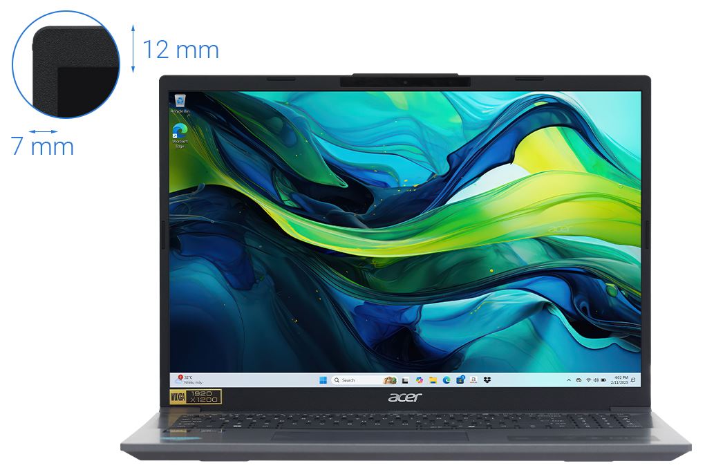 Laptop Acer Aspire 16 AI A16 71M 71U7 - NX.J4YSV.002 (Ultra 7 155H, 16GB, 512GB, Full HD+, Win11) - 3