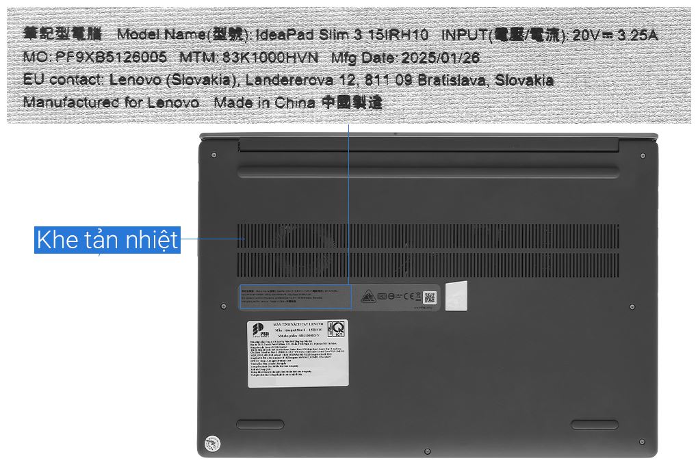 Laptop Lenovo IdeaPad Slim 3 15IRH10 - 83K1000HVN (i5 13420H, 16GB, 512GB, WUXGA, Win11) - 12