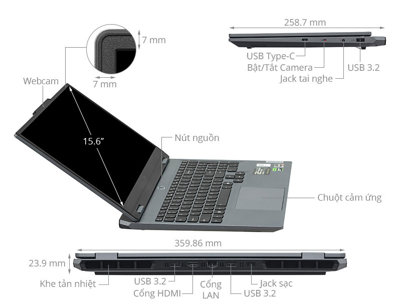 Lenovo LOQ 15ARP9 R5 7235HS/12GB/512GB/6GB RTX3050/144Hz/Win11 (83JC007HVN)
