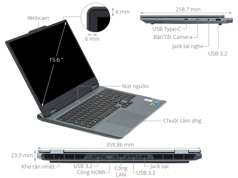 Lenovo LOQ 15IAX9 i5 12450HX/12GB/512GB/6GB RTX4050/144Hz/Win11 (83GS001QVN)