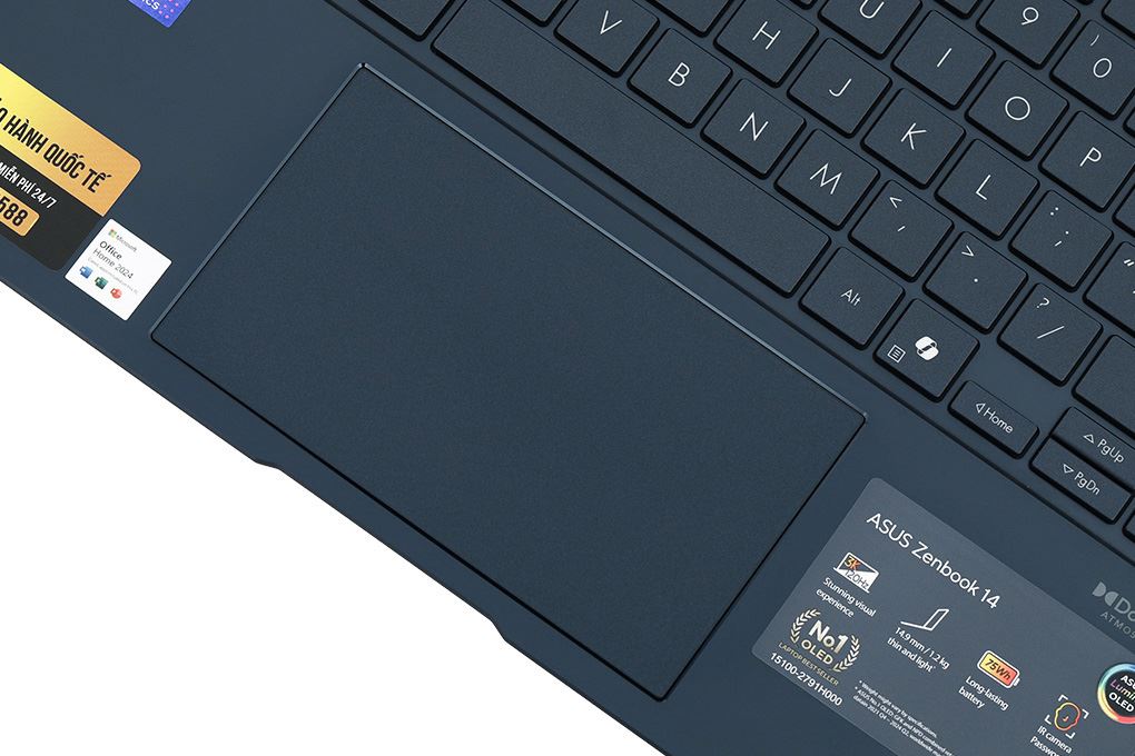 Laptop Asus Zenbook 14 UX3405CA - PZ187WS (Ultra 5 225H, 16GB, 512GB, 2.8K OLED 120Hz, Cảm ứng, OfficeH24+365, Win11) Màu Xanh Dương