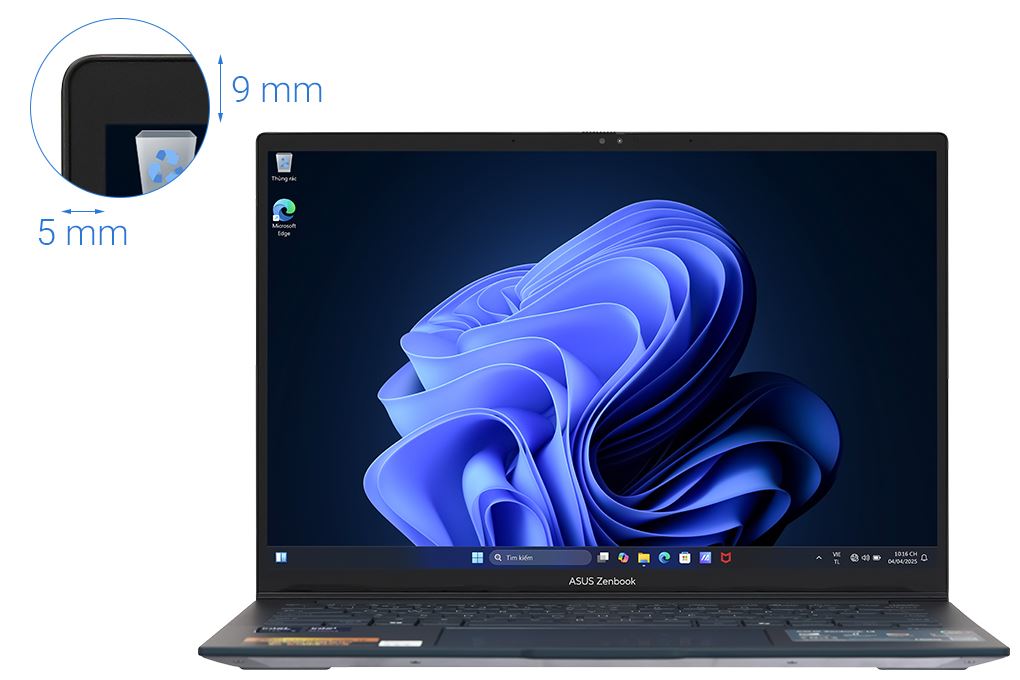 Laptop Asus Zenbook 14 UX3405CA - PZ187WS (Ultra 5 225H, 16GB, 512GB, 2.8K OLED 120Hz, Cảm ứng, OfficeH24+365, Win11) Màu Xanh Dương