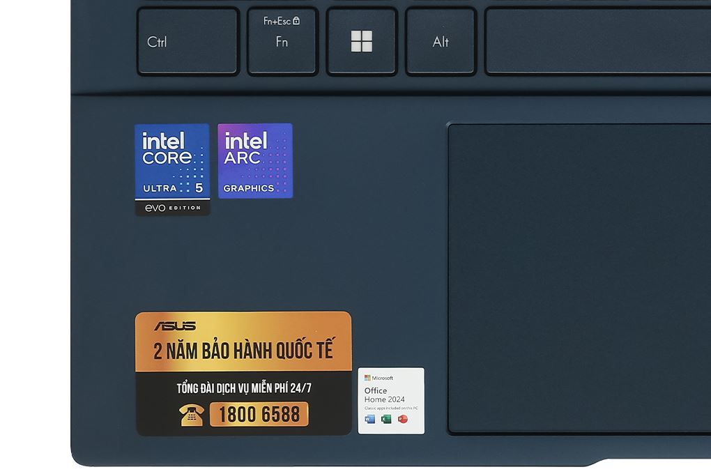 Laptop Asus Zenbook 14 UX3405CA - PZ187WS (Ultra 5 225H, 16GB, 512GB, 2.8K OLED 120Hz, Cảm ứng, OfficeH24+365, Win11) Màu Xanh Dương