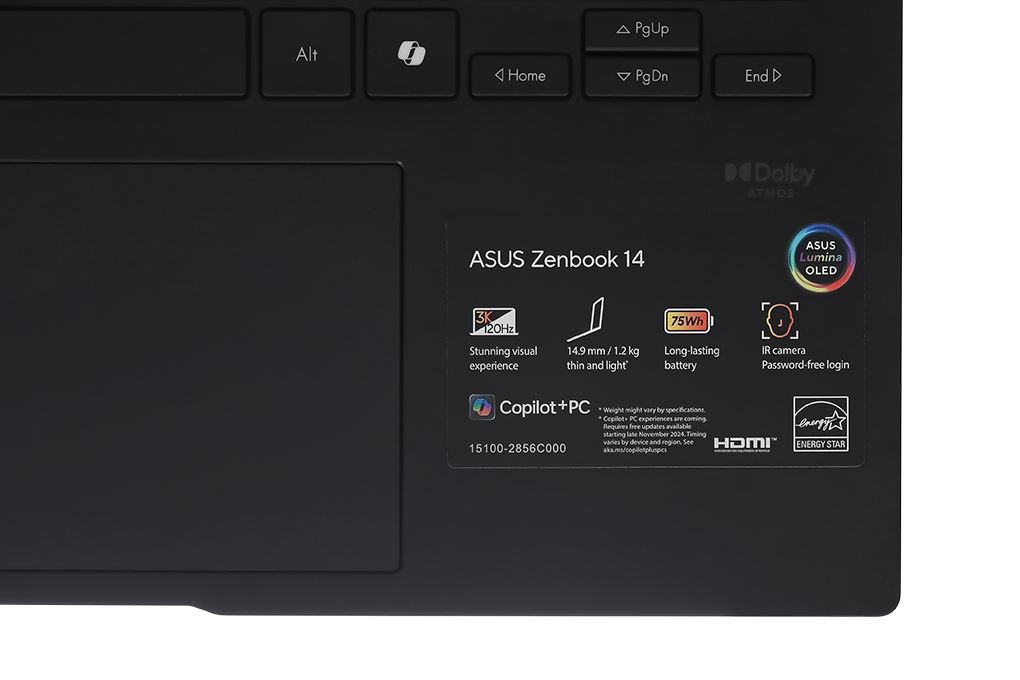 Laptop Asus Zenbook 14 UM3406KA - PP555WS (R7 AI 350, 32GB, 512GB, 2.8K OLED 120Hz, OfficeH24+365, Win11) - 11