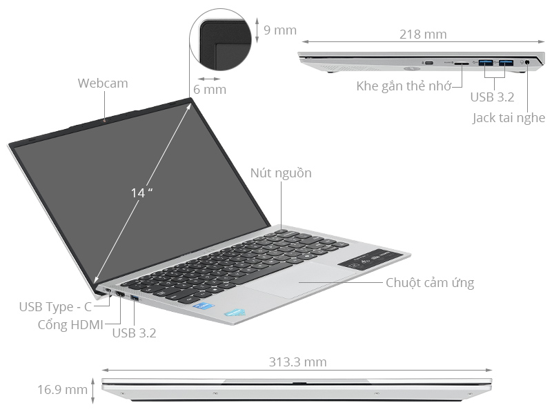 Acer Aspire Lite AL14 52M 54CJ - NX.J39SV.002 (i5 1334U, 16GB, 512GB, WUXGA, Win11)