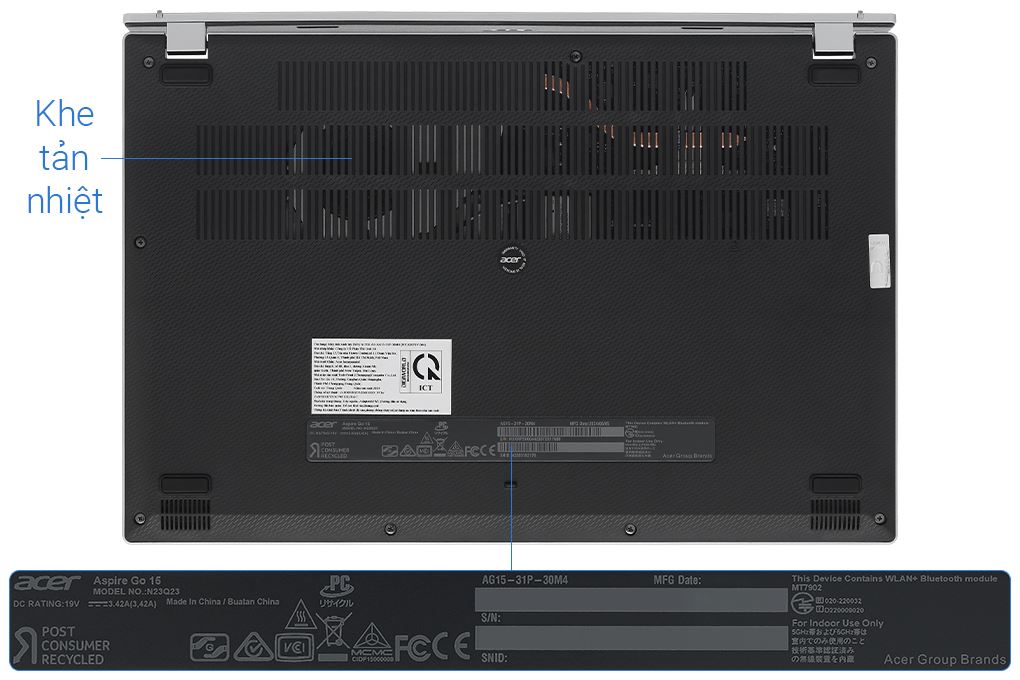 Laptop Acer Aspire Go AG15 31P 30M4 - NX.KRPSV.004 (i3 N305, 8GB, 256GB, Full HD, Win11) Màu Bạc