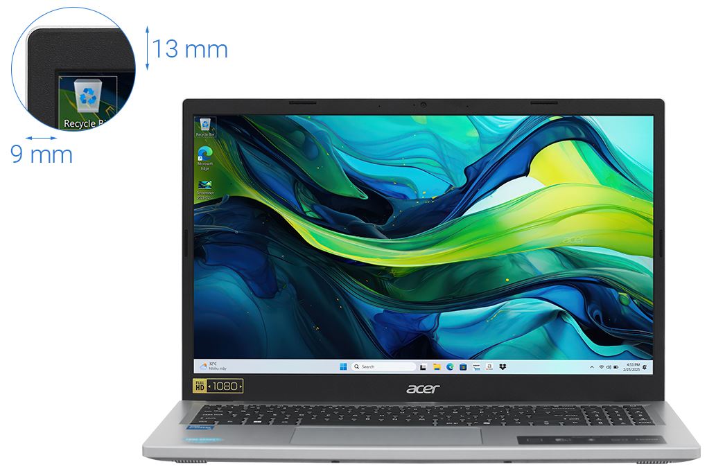 Laptop Acer Aspire Go AG15 31P 30M4 - NX.KRPSV.004 (i3 N305, 8GB, 256GB, Full HD, Win11) Màu Bạc