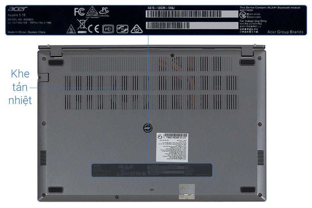 Laptop Acer Gaming Aspire 5 A515 58GM 598J - NX.KW1SV.002 (i5 13420H, 16GB, 512GB, RTX 2050 4GB, Full HD 144Hz, Win11) Màu Xám