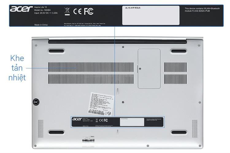 Laptop Acer Aspire Lite 15 AL15 41P R3U5 - NX.J53SV.001 (R7 5700U, 16GB, 512GB, Full HD, Win11) Màu Bạc