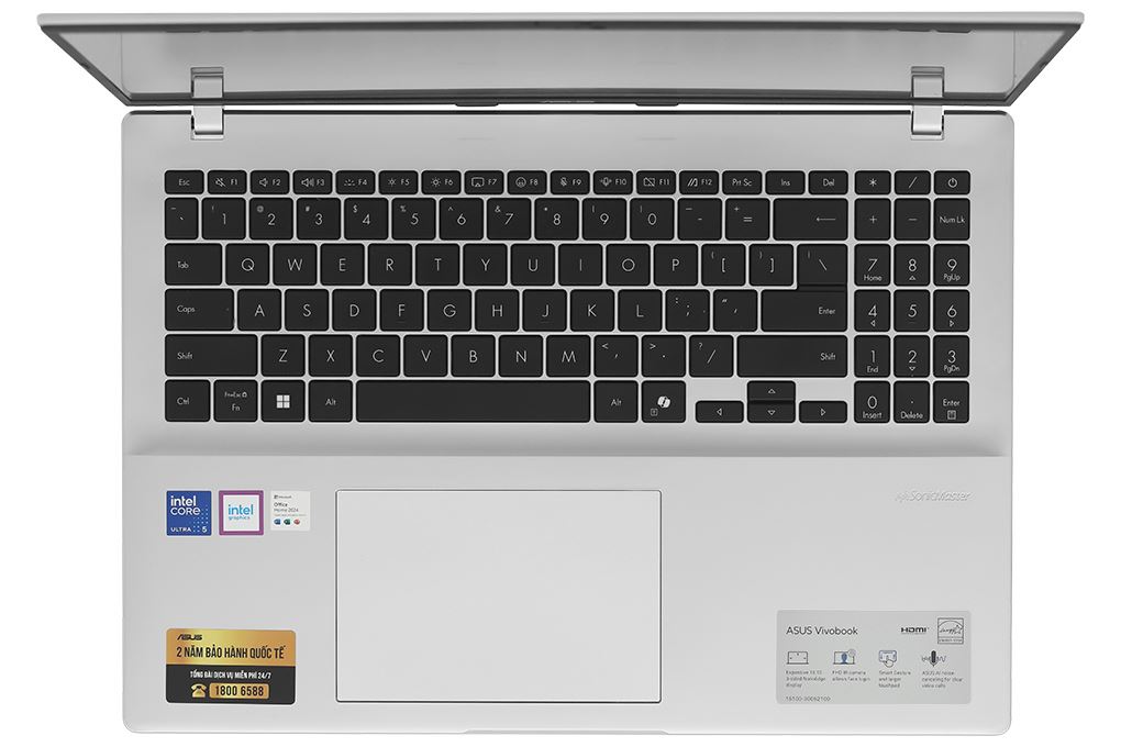 Laptop Asus Vivobook 16 A1607CA - MB038WS (Ultra 5 225H, 16GB, 512GB, WUXGA, OfficeH24+365, Win11) Màu Bạc