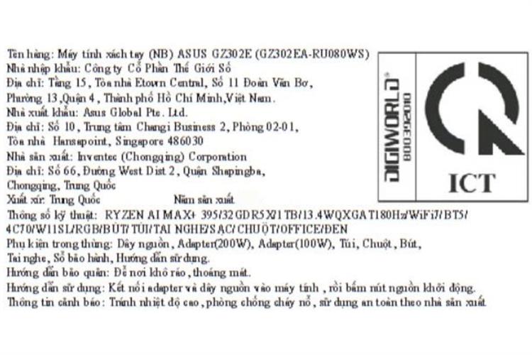 Laptop Asus Gaming ROG Flow Z13 GZ302EA - RU080WS (Ryzen AI Max+ 395, 32GB, 1TB, WQXGA 180Hz, Cảm ứng, OfficeH24+365, Win11) Màu Đen