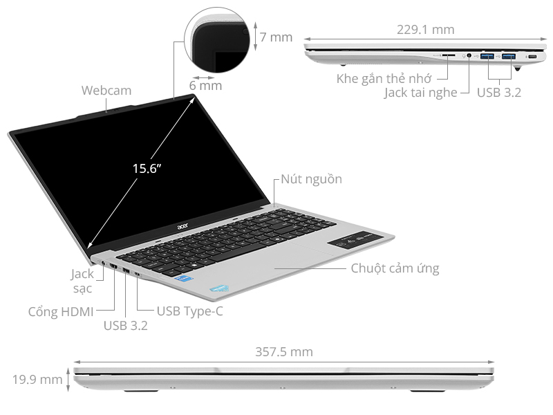 Acer Aspire Lite 15 AL15 71P 517D - NX.J7KSV.001 (i5 12450H, 16GB, 512GB, Full HD, Win11)