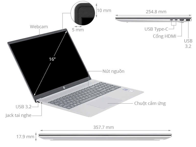 HP Pavilion 16 af0053TU - AY8C2PA (Ultra 7 155U, 16GB, 512GB, WUXGA, OfficeHS+365, Win11)