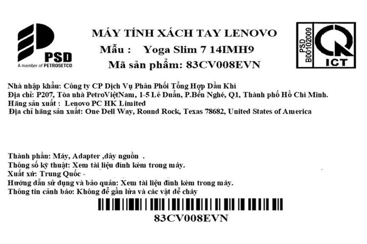 Laptop Lenovo Yoga Slim 7 OLED 14IMH9 - 83CV008EVN (Ultra 5 125H, 16GB, 1TB, WUXGA OLED, OfficeH24+365, Win11) Màu Xám