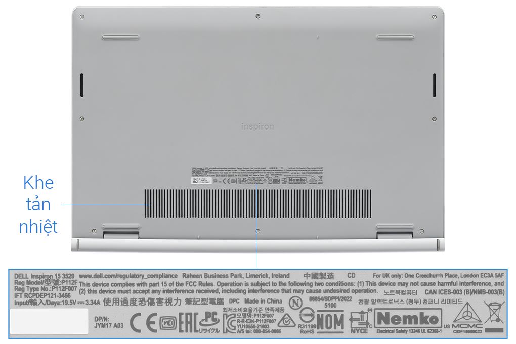Laptop Dell Inspiron 15 3520 - 71064798 (i5 1235U, 16GB, 512GB, Full HD 120Hz, OfficeH24+365, KYHD, Win11) Màu Bạc