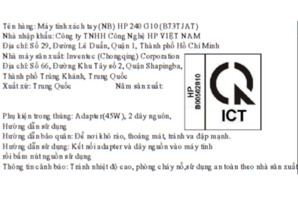 Laptop HP 240 G10 - B73TJAT (i3 1315U, 8GB, 512GB, Full HD, Win11) Màu Bạc