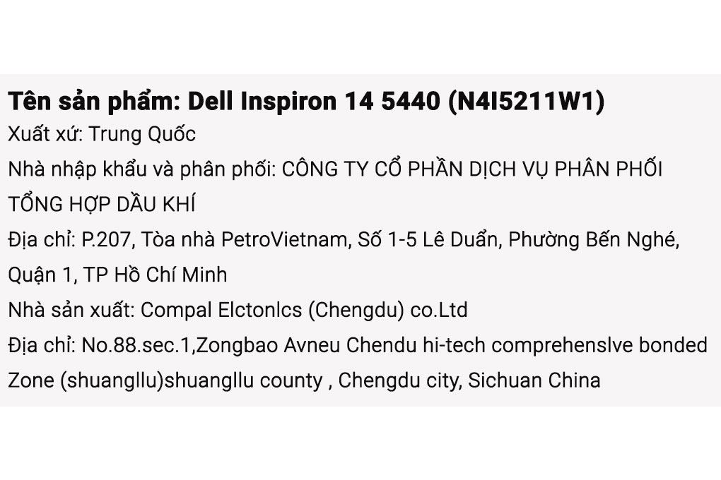 Laptop Dell Inspiron 14 5440 - N4I5211W1 (Core 5 120U, 16GB, 512GB, Full HD+, OfficeHS, Win11) Màu Xanh Dương