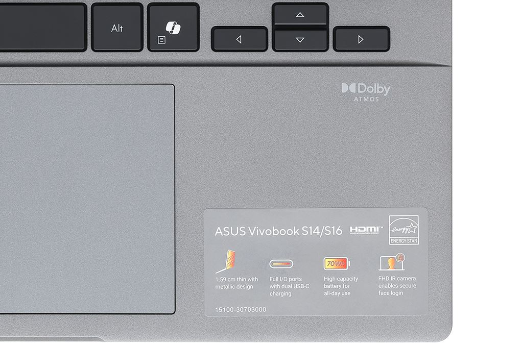 Laptop Asus Vivobook S14 S3407CA - LY095WS (Ultra 5 225H, 16GB, 512GB, WUXGA, OfficeH24+365, Win11) Màu Xám