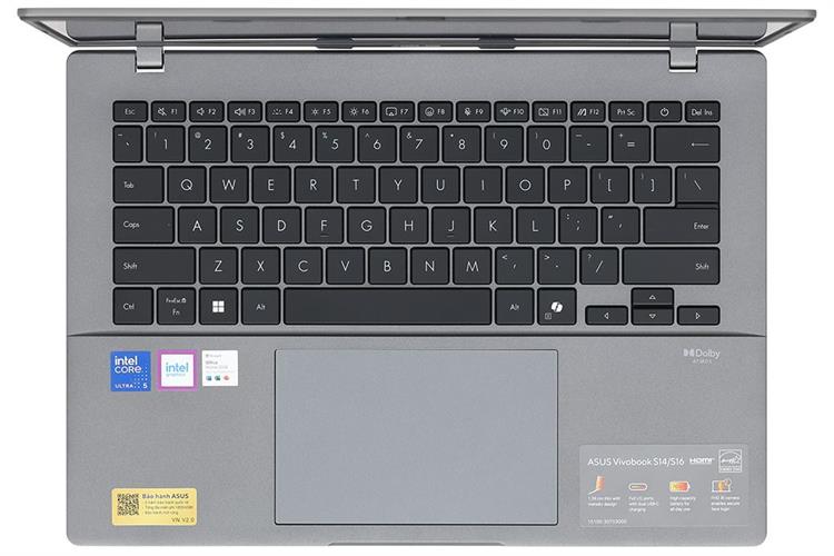 Laptop Asus Vivobook S14 S3407CA - LY095WS (Ultra 5 225H, 16GB, 512GB, WUXGA, OfficeH24+365, Win11) Màu Xám