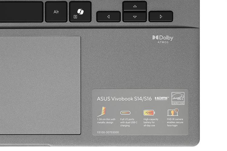 Laptop Asus Vivobook S14 S3407CA - LY096WS (Ultra 7 255H, 16GB, 512GB, WUXGA, OfficeH24+365, Win11) Màu Xám