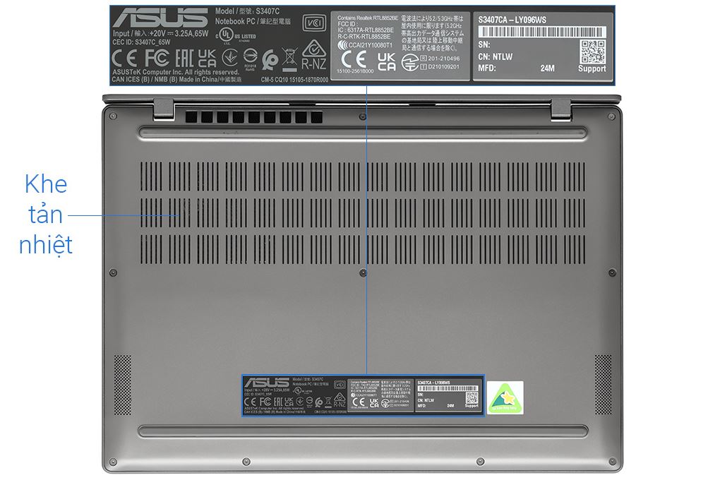 Laptop Asus Vivobook S14 S3407CA - LY096WS (Ultra 7 255H, 16GB, 512GB, WUXGA, OfficeH24+365, Win11) Màu Xám