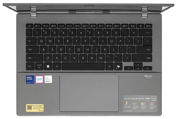 Laptop Asus Vivobook S14 S3407CA - LY096WS (Ultra 7 255H, 16GB, 512GB, WUXGA, OfficeH24+365, Win11) Màu Xám