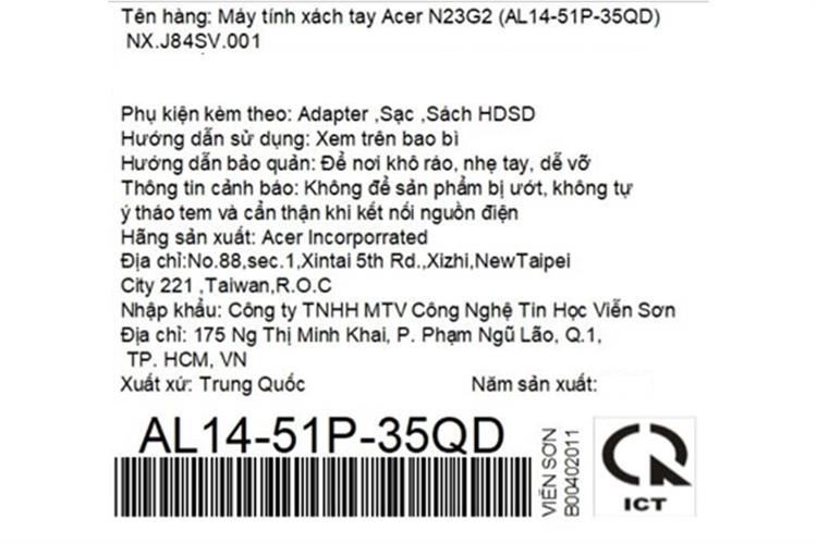 Laptop Acer Aspire Lite 14 AL14 51P 35QD - NX.J84SV.001 (i3 1305U, 8GB, 512GB, Full HD+, Win11) Màu Bạc