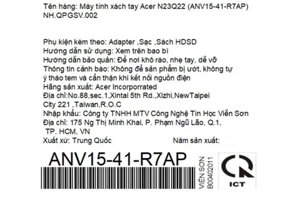 Laptop Acer Gaming Nitro V 15 ProPanel ANV15 41 R7AP - NH.QPGSV.002 (R5 7535HS, 16GB, 512GB, RTX 2050 4GB, Full HD 180Hz, Win11) - 9