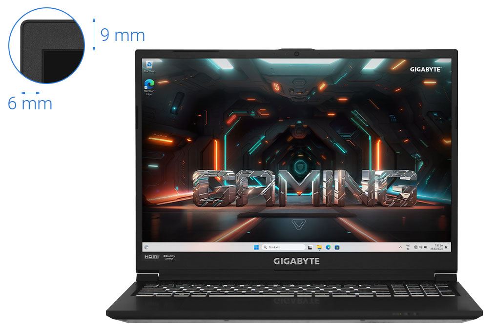 Laptop GIGABYTE Gaming G6 KF RC56 - 9RC56KF0HJIIXIVN000 (i7 13620H, 16GB, 512GB, RTX 4060 8GB, WUXGA 165Hz, Win11) Màu Đen