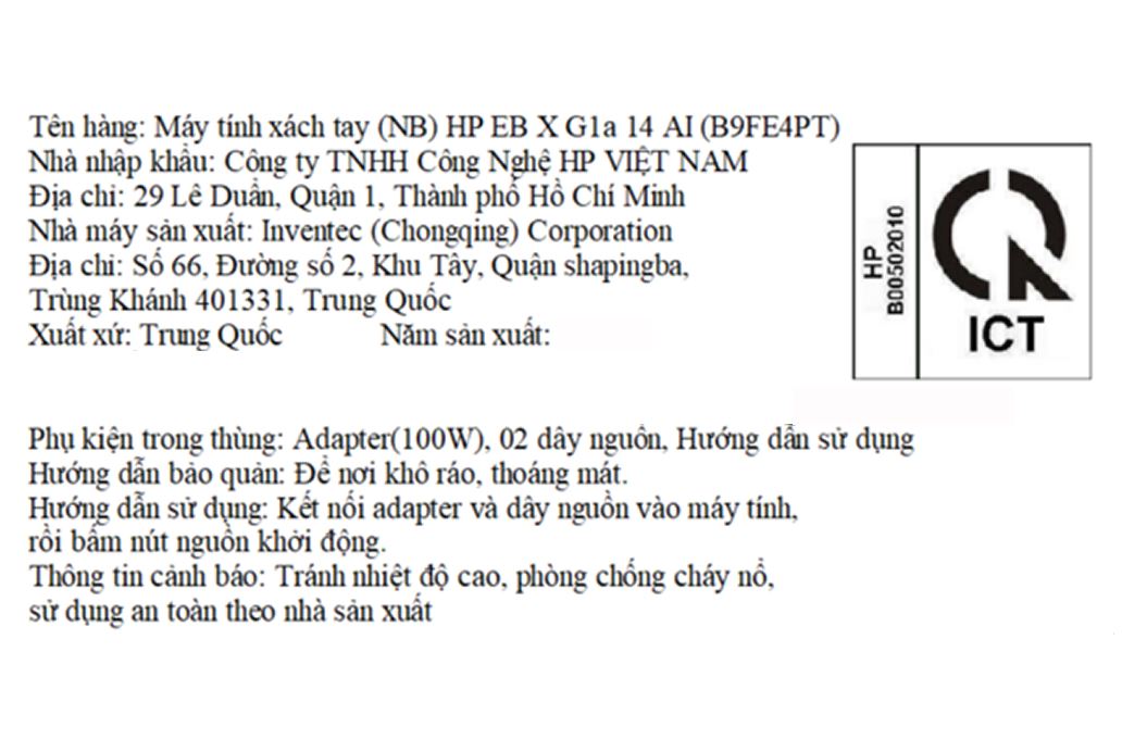 Laptop HP EliteBook X G1a 14 AI - B9FE4PT (R9 AI HX PRO 375, 32GB, 1TB, 2.8K OLED 120Hz, Cảm ứng, Win11 Pro) Màu Bạc