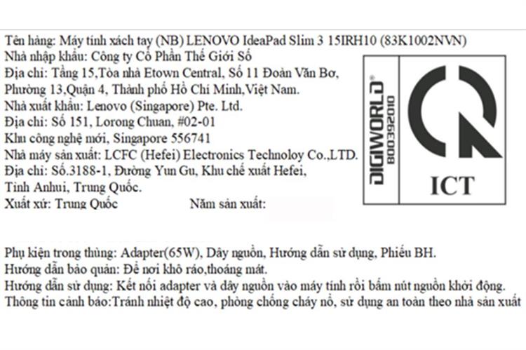 Laptop Lenovo IdeaPad Slim 3 OLED 15IRH10 - 83K1002NVN (i5 13420H, 24GB, 512GB, WQXGA OLED 165Hz, Win11) Màu Xám